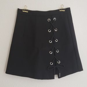 Chicwish Lace Up Black Mini Skirt